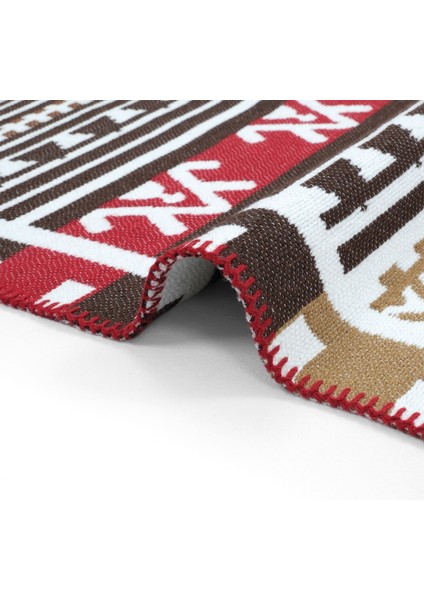 Lovely Renkli Kilim Halı Çift Taraflı Dokuma Makinede Yıkanabilir Etnik Banyo Balkon Mutfak Kilimi