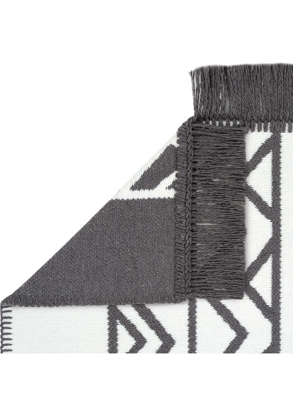 Lovely Beyaz Gri Kilim Halı Çift Taraflı Makinede Yıkanabilir Yazlık Kilim Mutfak Balkon Banyo Kilim