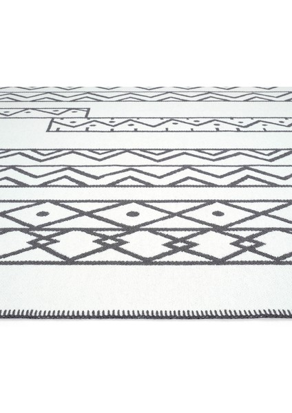Lovely Beyaz Gri Kilim Halı Çift Taraflı Makinede Yıkanabilir Yazlık Kilim Mutfak Balkon Banyo Kilim