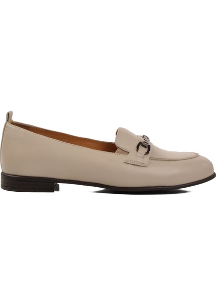 Bej Deri Kadın Casual Ayakkabı