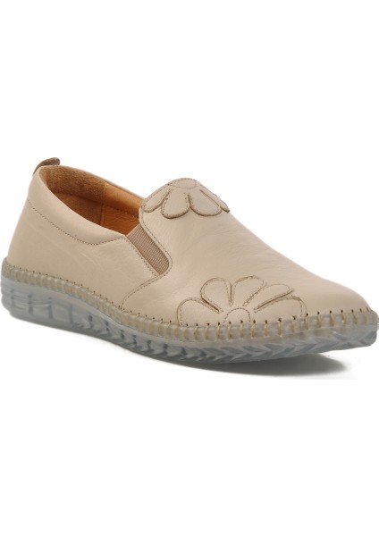 Bej Deri Kadın Casual Ayakkabı modelleri