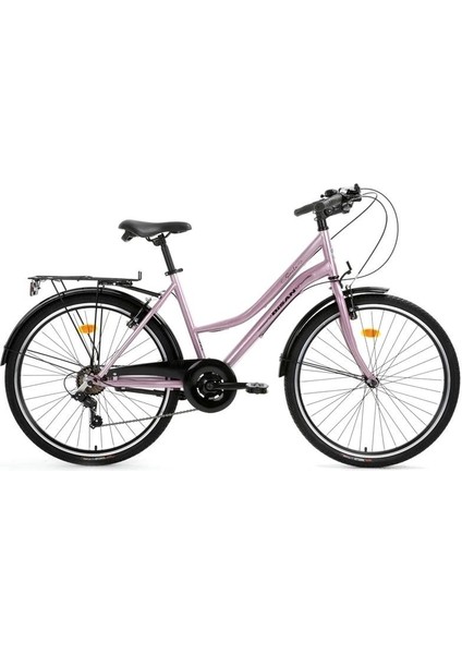 Smıle Bayan Şehir Bisikleti 44CM V 26 Jant 7 Vites Pudra Pembe Siyah