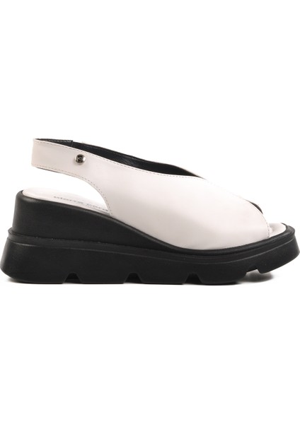 Beyaz Yüksek Taban Kadın Dolgu Topuk Terlik