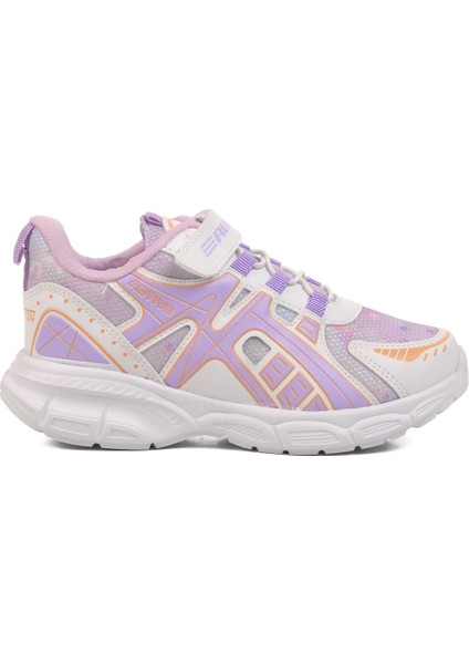 Beyaz Lila Cırtlı Fileli Hafif Kız Çocuk Spor Ayakkabı