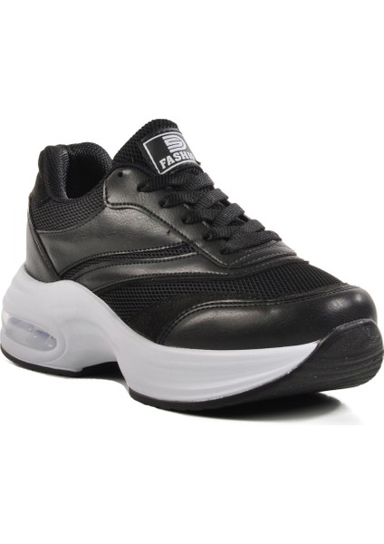Siyah Beyaz Fileli Hafif Air Taban Kadın Spor Ayakkabı modelleri