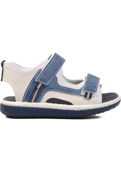 Beyaz Kot Erkek Çocuk Düz Sandalet