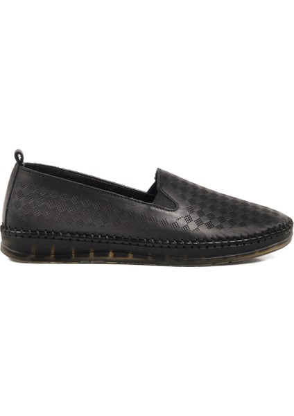 Siyah Deri Kadın Casual Ayakkabı