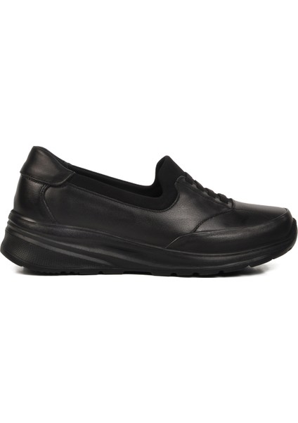 Siyah Deri Kadın Casual Ayakkabı