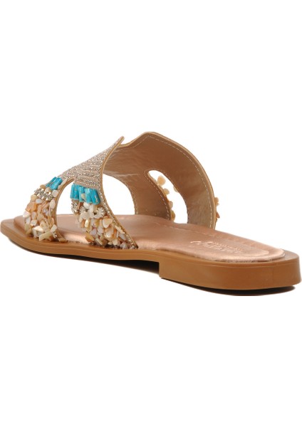 Bej Taş Işlemeli Ince Taban Hafif Kadın Terlik fırsatları