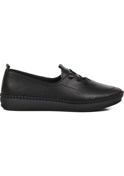 Siyah Deri Anatomik Kadın Casual Ayakkabı