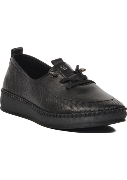 Siyah Deri Anatomik Kadın Casual Ayakkabı modelleri