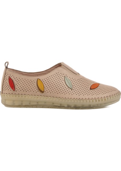 Bej Deri Kadın Casual Ayakkabı