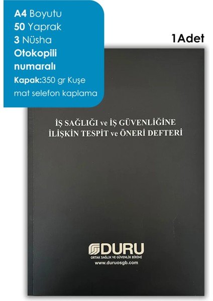 Iş Sağlığı ve Güvenliği Defteri Otokopili