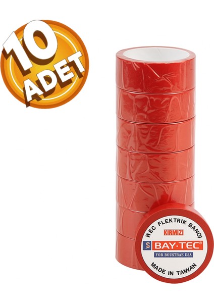 Baytas Elektrik Izole Bandı Kırmızı (10 Adet)