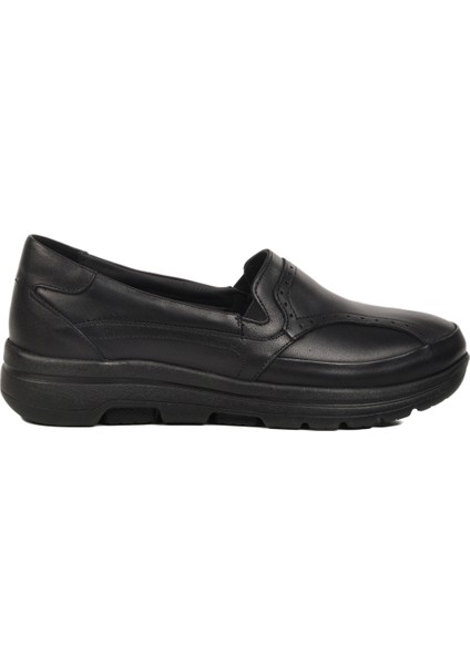 Siyah Deri Anatomik Kadın Casual Ayakkabı