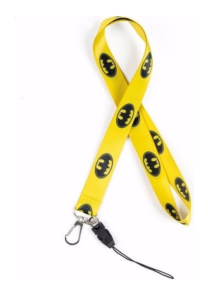 Sarı Renk Batman Desenli Portreli Boyun Ipi Askısı Yaka Kartı Tutucu Telefon Askısı