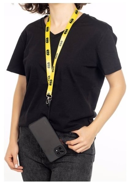 Sarı Renk Batman Desenli Portreli Boyun Ipi Askısı Yaka Kartı Tutucu Telefon Askısı modelleri