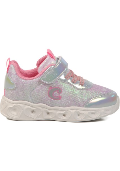 Gümüş Cırtlı Işıklı Kız Çocuk Spor Ayakkabı