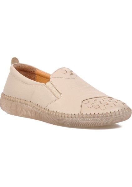 Bej Kadın Günlük Deri Ayakkabı Premium modelleri