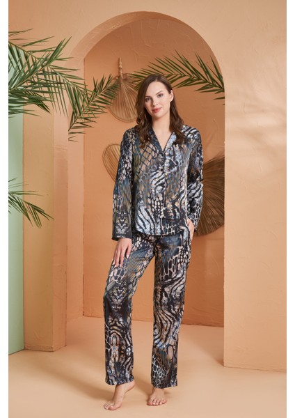 Bayan Düğmeli Pijama Takım 27073