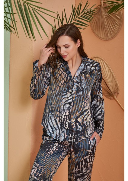 Bayan Düğmeli Pijama Takım 27073