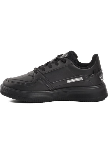 Siyah Deri Kadın Spor Ayakkabı Sneaker