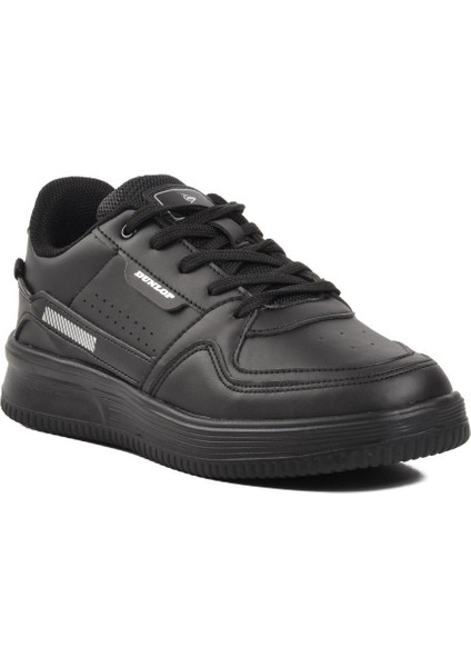 Siyah Deri Kadın Spor Ayakkabı Sneaker