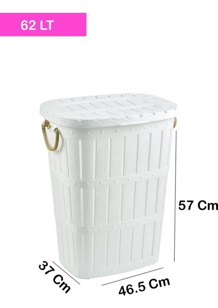 Beyaz Ahşap Görünümlü Çamaşır Sepeti, 32 L, dayanıklı ve şık tasarım fiyatları