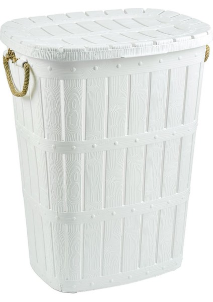 Beyaz Ahşap Görünümlü Çamaşır Sepeti, 32 L, dayanıklı ve şık tasarım modelleri