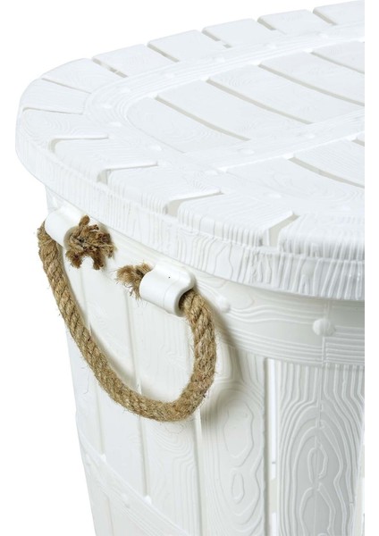 Beyaz Ahşap Görünümlü Çamaşır Sepeti, 32 L, dayanıklı ve şık tasarım fırsatları