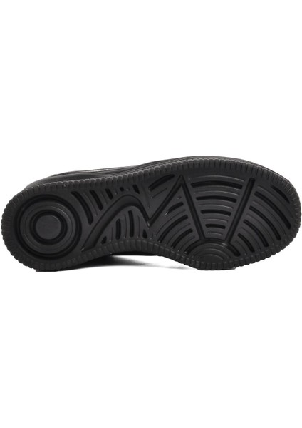 Siyah Deri Kadın Spor Ayakkabı Sneaker