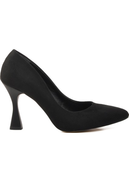 Siyah Süet Kadın Topuklu Stiletto Ayakkabı