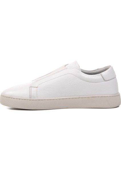 Beyaz Deri Erkek Sneaker Ayakkabı