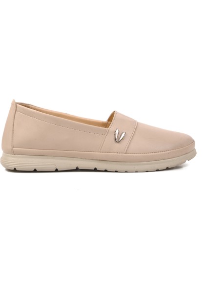 Bej Kadın Düz Rahat Günlük Ayakkabı