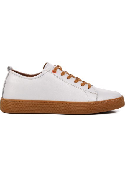 Beyaz Deri Erkek Sneaker Ayakkabı
