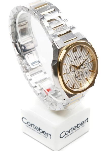 Safir Cam Gold Gümüş Kadran Erkek Kol Saati