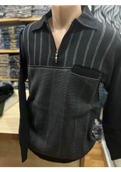 Erkek Triko Yarım Fermuarlı Cepli Kazak fiyatları