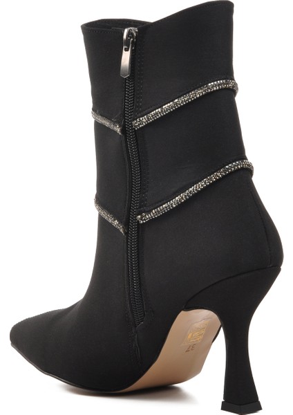 Siyah Saten Kadın Topuklu Bot fırsatları