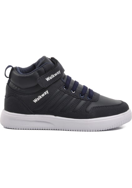 Lacivert Beyaz Çocuk Uzun Boğazlı Hi Sneaker Spor Ayakkabı Hı F