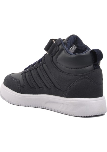 Lacivert Beyaz Çocuk Uzun Boğazlı Hi Sneaker Spor Ayakkabı Hı F