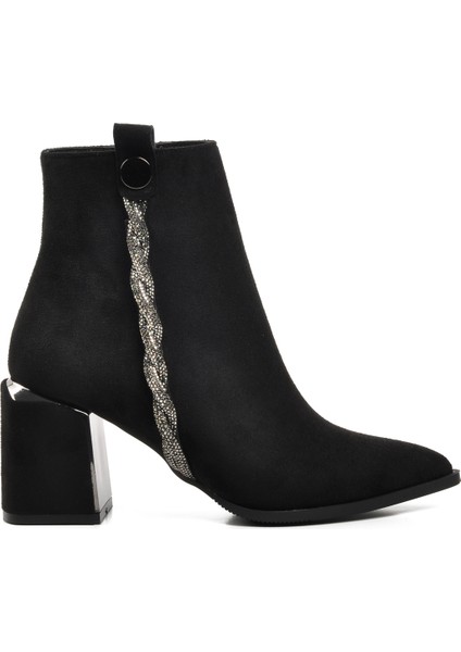 Siyah Süet Içi Polarlı Kadın Topuklu Bot