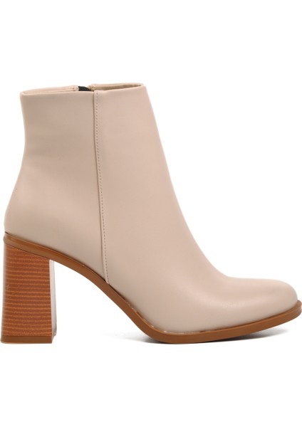 Bej Kadın Topuklu Bot