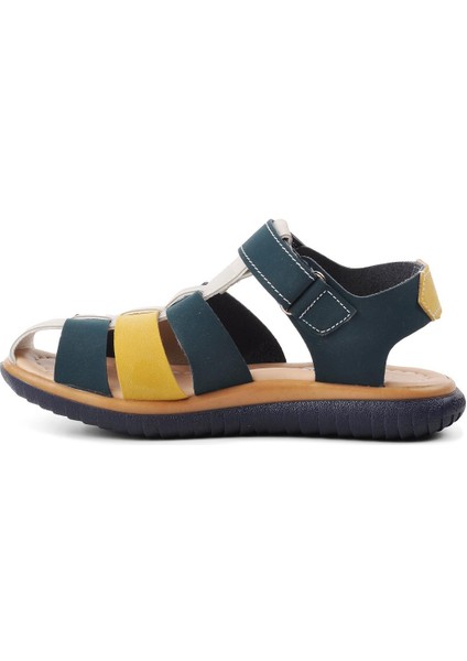 Lacivert Nubuk Sarı Krem Erkek Çocuk Düz Sandalet fiyatları