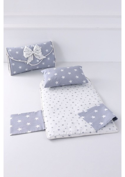 Yıldız Desenli Omuz Çantası - Açık Gri - Çantada Alt Açma Minderi