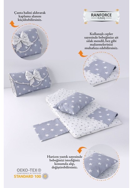 Yıldız Desenli Omuz Çantası - Açık Gri - Çantada Alt Açma Minderi fiyatları