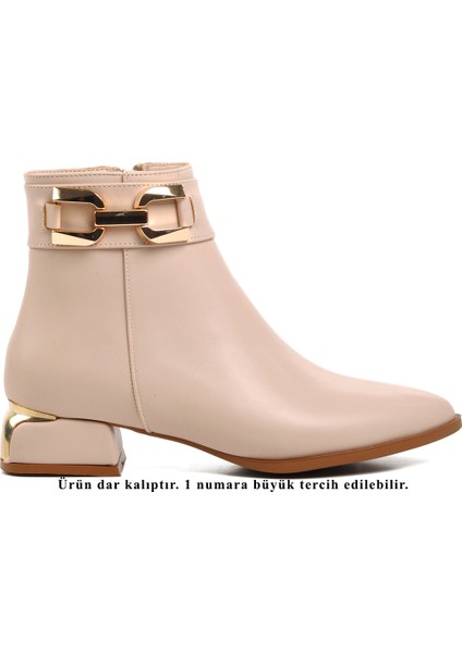 Bej Kadın Topuklu Bot
