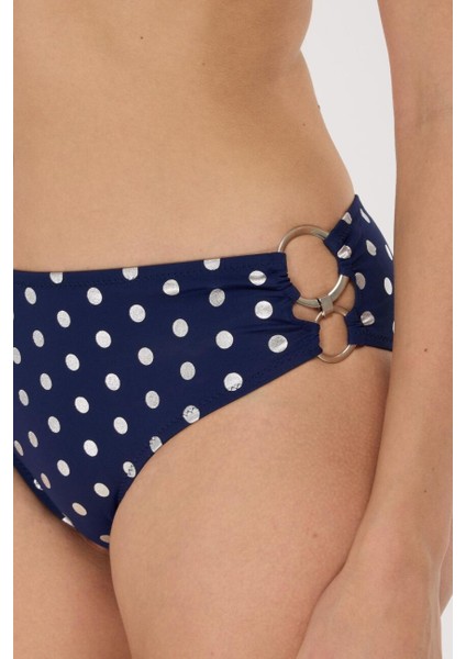 4600 Gümüş Puantiyeli Lacivert Straplez Bikini Takımı