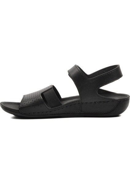 Siyah Kadın Düz Sandalet