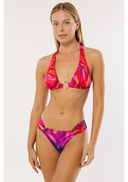 4630 Mor Fuşya Desenli Bikini Takımı
