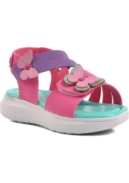 Fuşya Nubuk Kız Çocuk Düz Sandalet modelleri